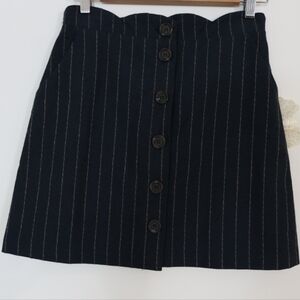 Altar'd State Navy Pinstripe Button-Down Mini Skirt